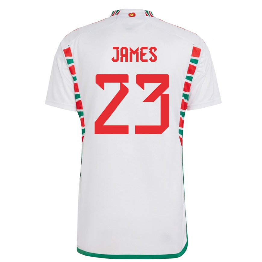 Kandiny Gyermek Walesi Jordan James #23 Fehér Idegenbeli Jersey 22-24 Mez Póló Ing