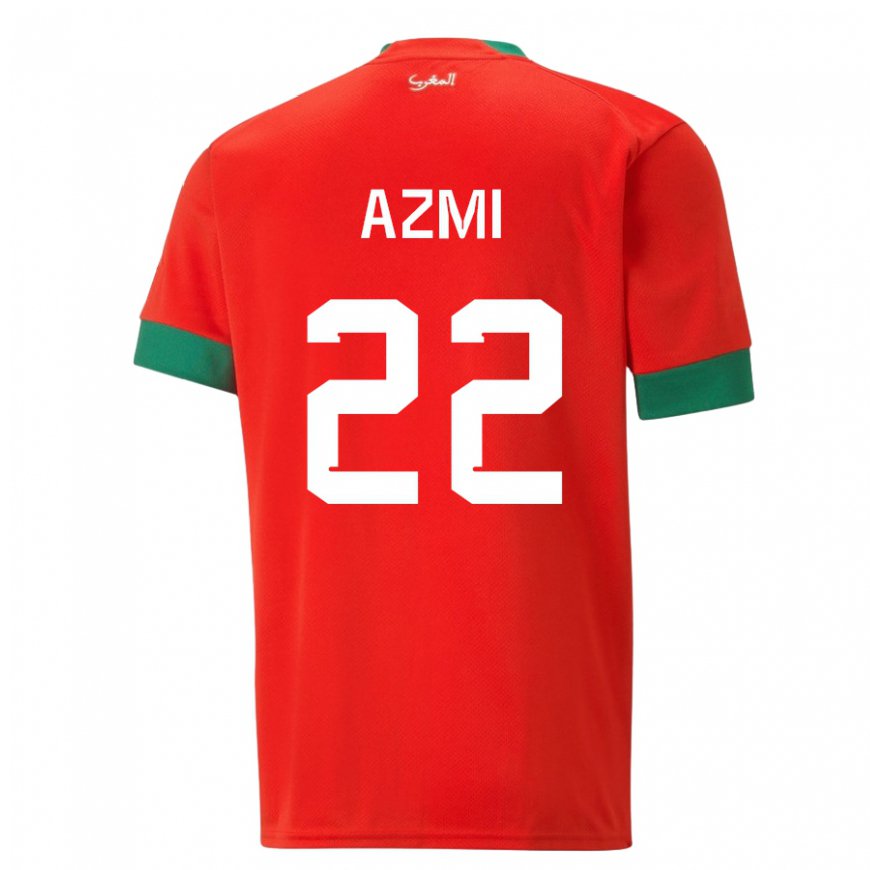 Kandiny Gyermek Marokkói Ahmed Azmi #22 Piros Hazai Jersey 22-24 Mez Póló Ing