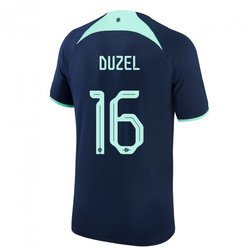 Kandiny Gyermek Ausztrál Luke Duzel #16 Sötétkék Idegenbeli Jersey 22-24 Mez Póló Ing