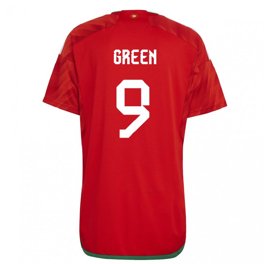 Kandiny Férfi Walesi Kayleigh Green #9 Piros Hazai Jersey 22-24 Mez Póló Ing