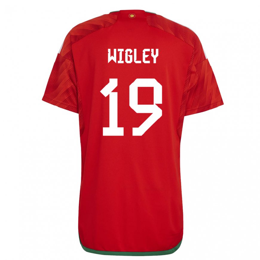 Kandiny Férfi Walesi Morgan Wigley #19 Piros Hazai Jersey 22-24 Mez Póló Ing