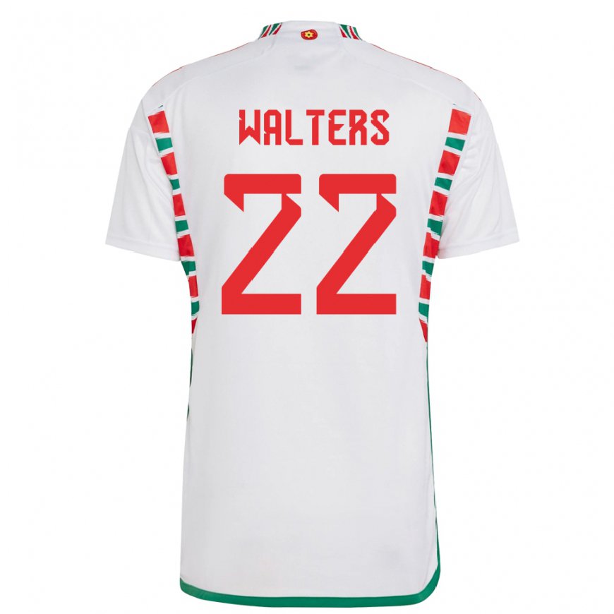 Kandiny Férfi Walesi Georgia Walters #22 Fehér Idegenbeli Jersey 22-24 Mez Póló Ing