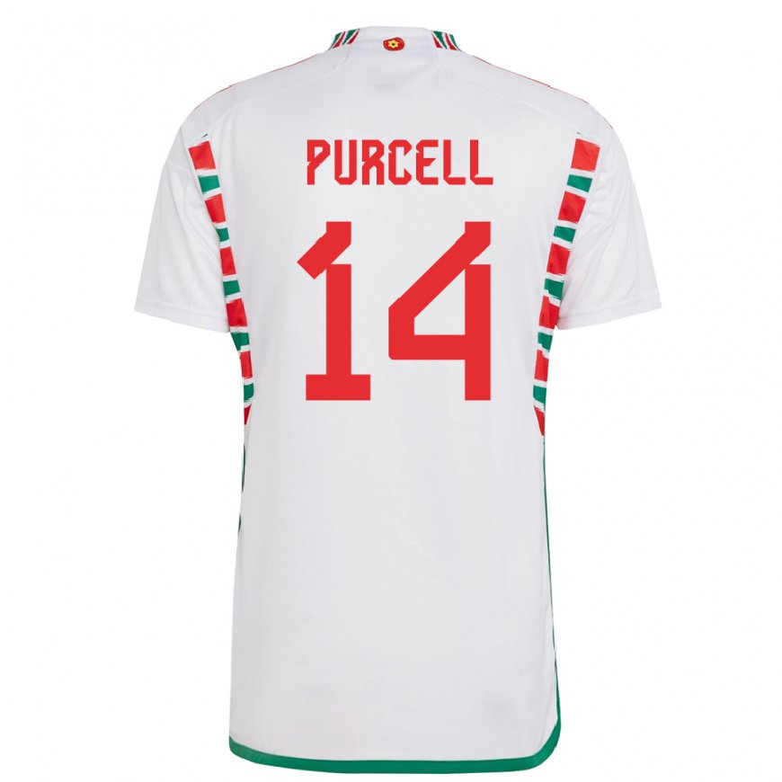 Kandiny Férfi Walesi Benjamin Purcell #14 Fehér Idegenbeli Jersey 22-24 Mez Póló Ing