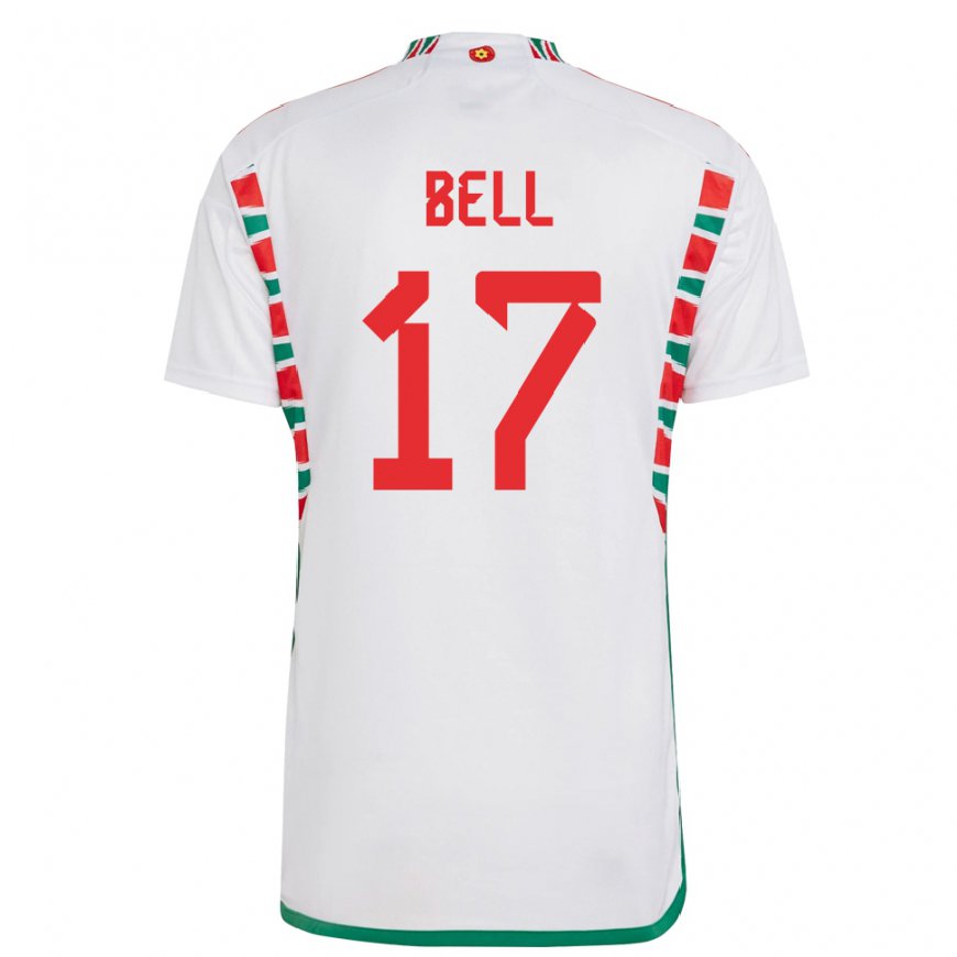 Kandiny Férfi Walesi Zac Bell #17 Fehér Idegenbeli Jersey 22-24 Mez Póló Ing