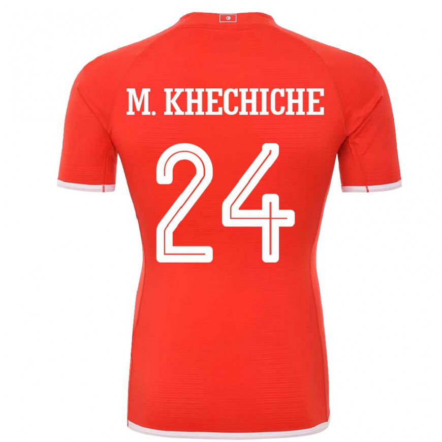 Kandiny Női Tunéziai Mohamed Amine Khechiche #24 Piros Hazai Jersey 22-24 Mez Póló Ing