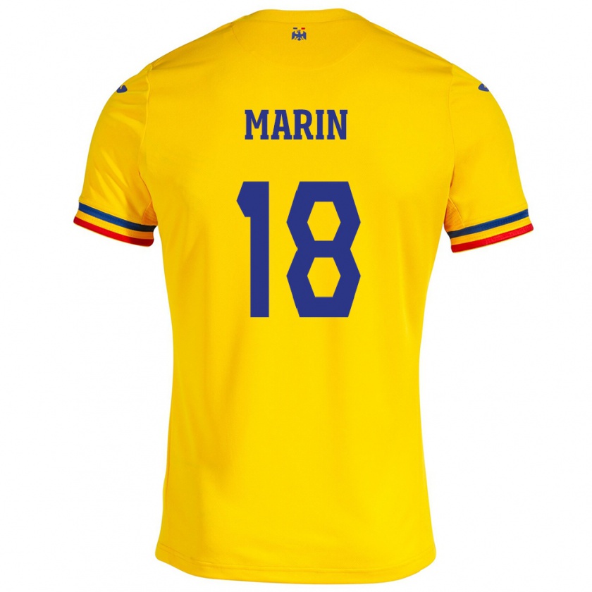 Kandiny Gyermek Románia Răzvan Marin #18 Sárga Hazai Jersey 24-26 Mez Póló Ing