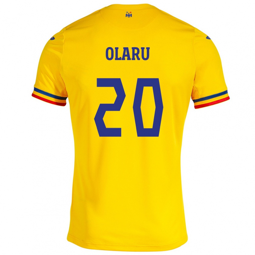 Kandiny Gyermek Románia Darius Olaru #20 Sárga Hazai Jersey 24-26 Mez Póló Ing