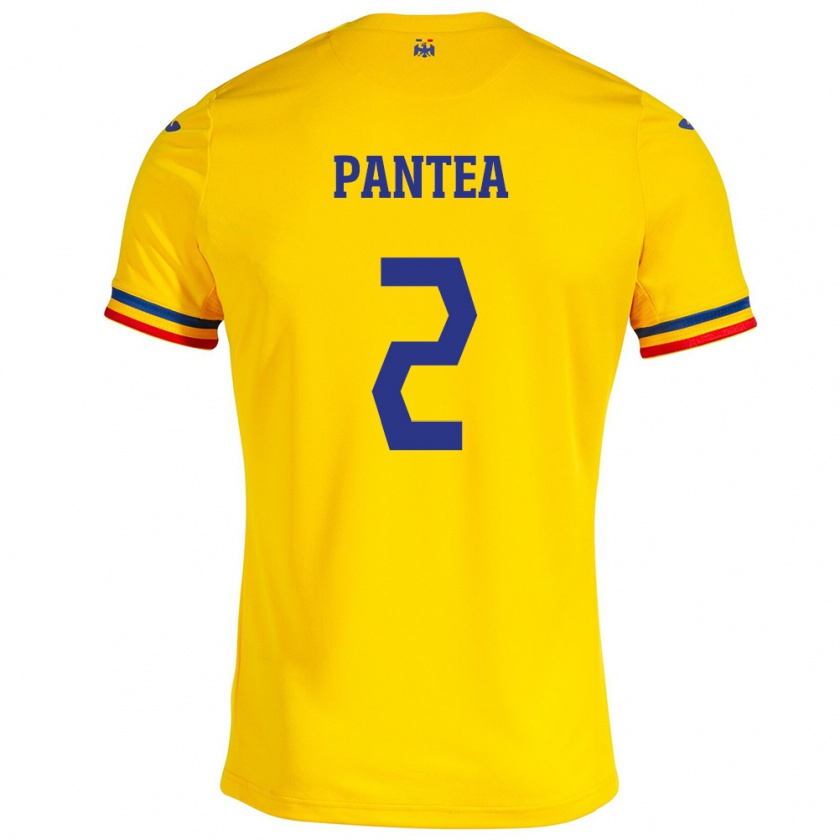 Kandiny Gyermek Románia Alexandru Pantea #2 Sárga Hazai Jersey 24-26 Mez Póló Ing