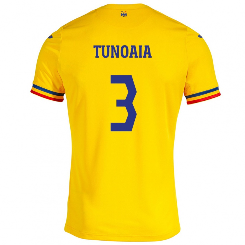 Kandiny Gyermek Románia Alexandra Tunoaia #3 Sárga Hazai Jersey 24-26 Mez Póló Ing