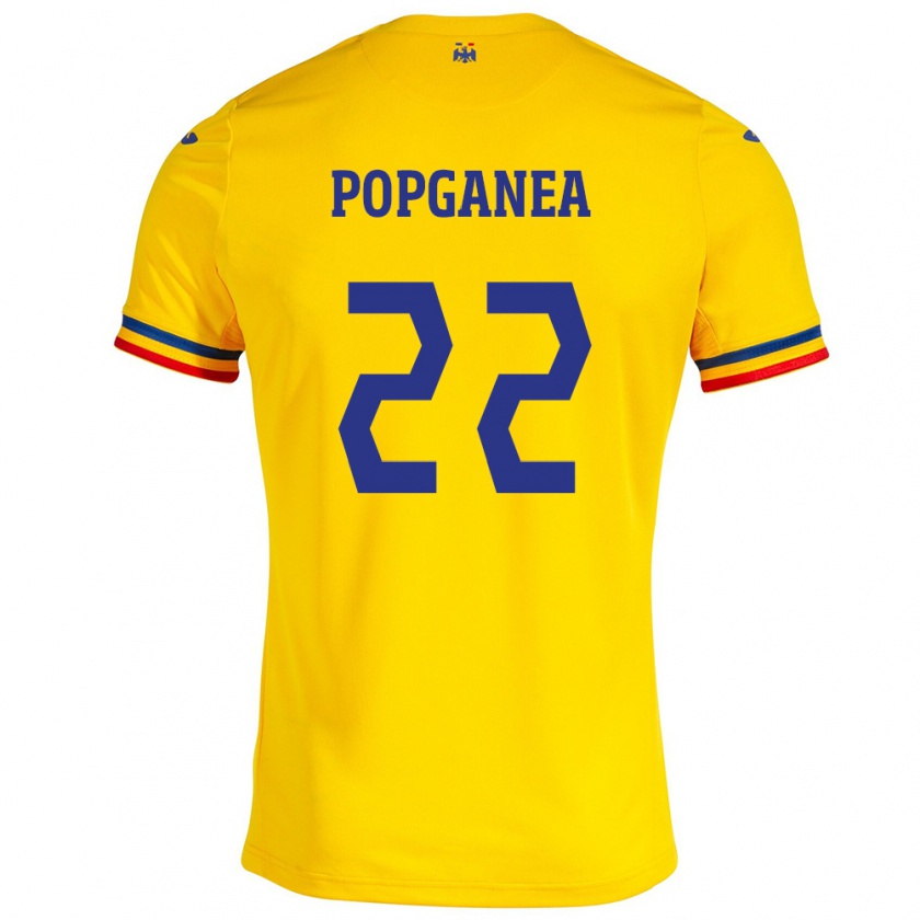 Kandiny Gyermek Románia Mirela Pop-Ganea #22 Sárga Hazai Jersey 24-26 Mez Póló Ing