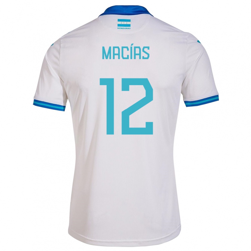 Kandiny Gyermek Honduras Owen Macías #12 Fehér Hazai Jersey 24-26 Mez Póló Ing