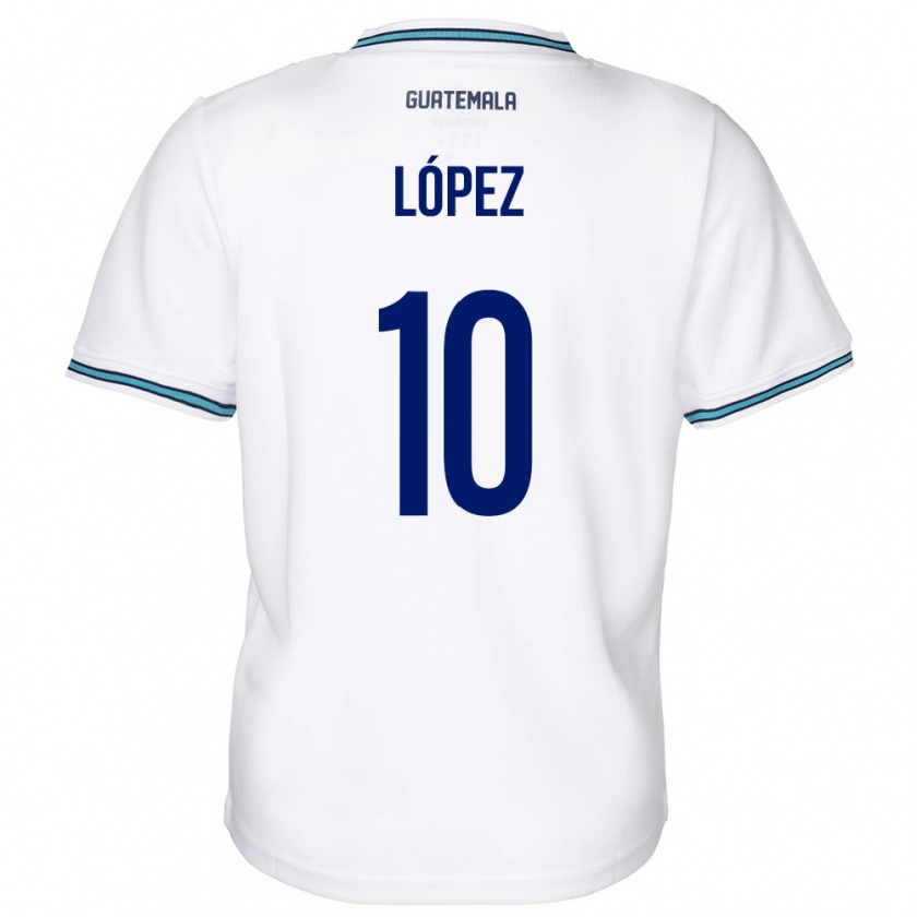 Kandiny Gyermek Guatemala Antonio López #10 Fehér Hazai Jersey 24-26 Mez Póló Ing