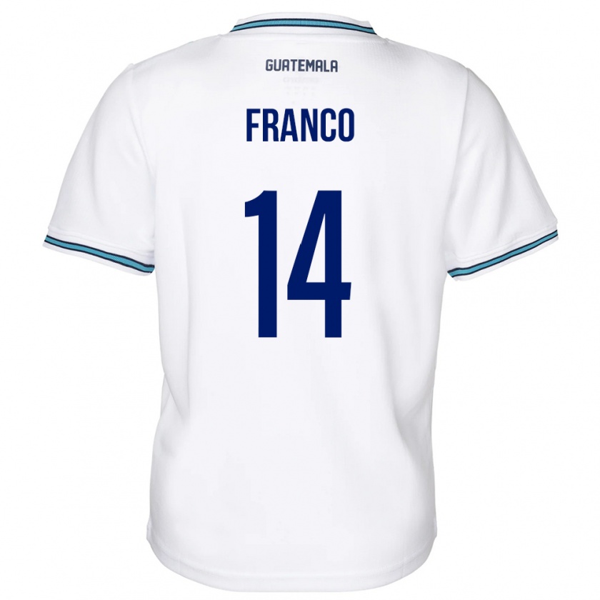 Kandiny Gyermek Guatemala Jonathan Franco #14 Fehér Hazai Jersey 24-26 Mez Póló Ing