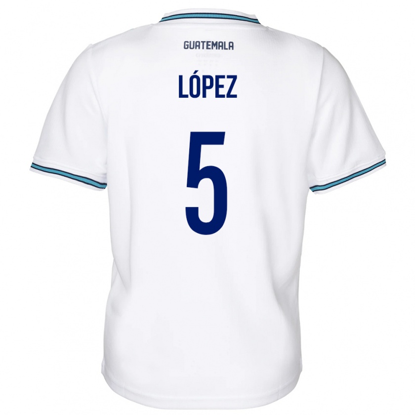 Kandiny Gyermek Guatemala Jeffery López #5 Fehér Hazai Jersey 24-26 Mez Póló Ing