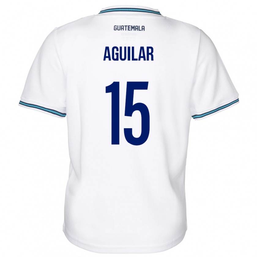 Kandiny Gyermek Guatemala Carlos Aguilar #15 Fehér Hazai Jersey 24-26 Mez Póló Ing