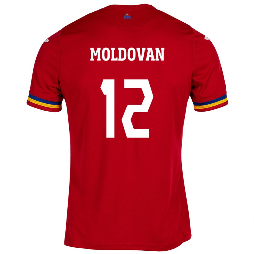 Kandiny Gyermek Románia Horaţiu Moldovan #12 Piros Idegenbeli Jersey 24-26 Mez Póló Ing