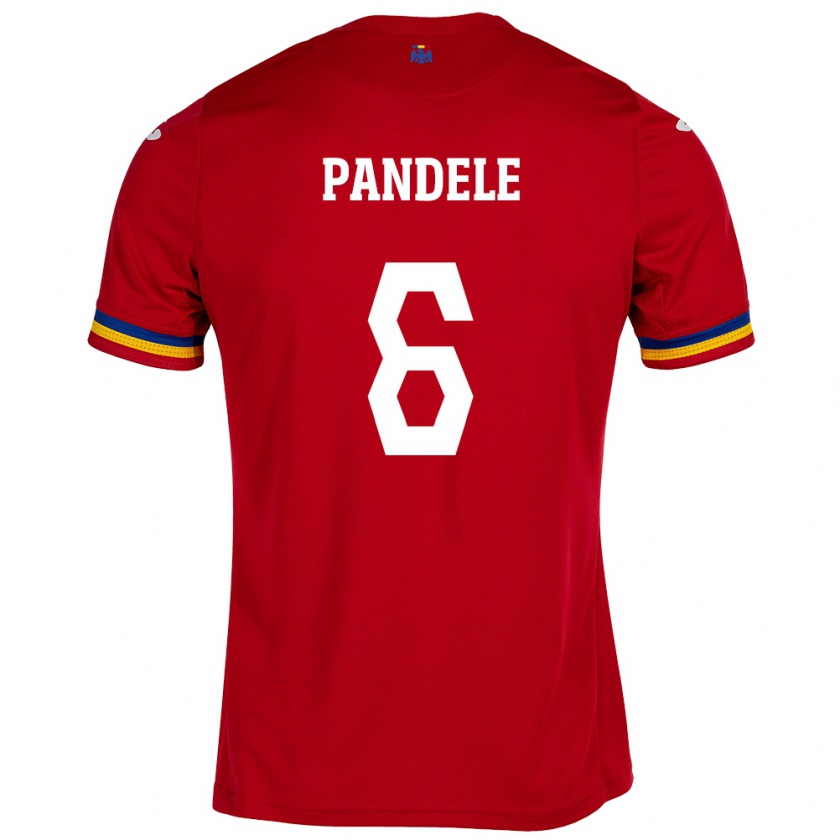 Kandiny Gyermek Románia Andrei Pandele #6 Piros Idegenbeli Jersey 24-26 Mez Póló Ing