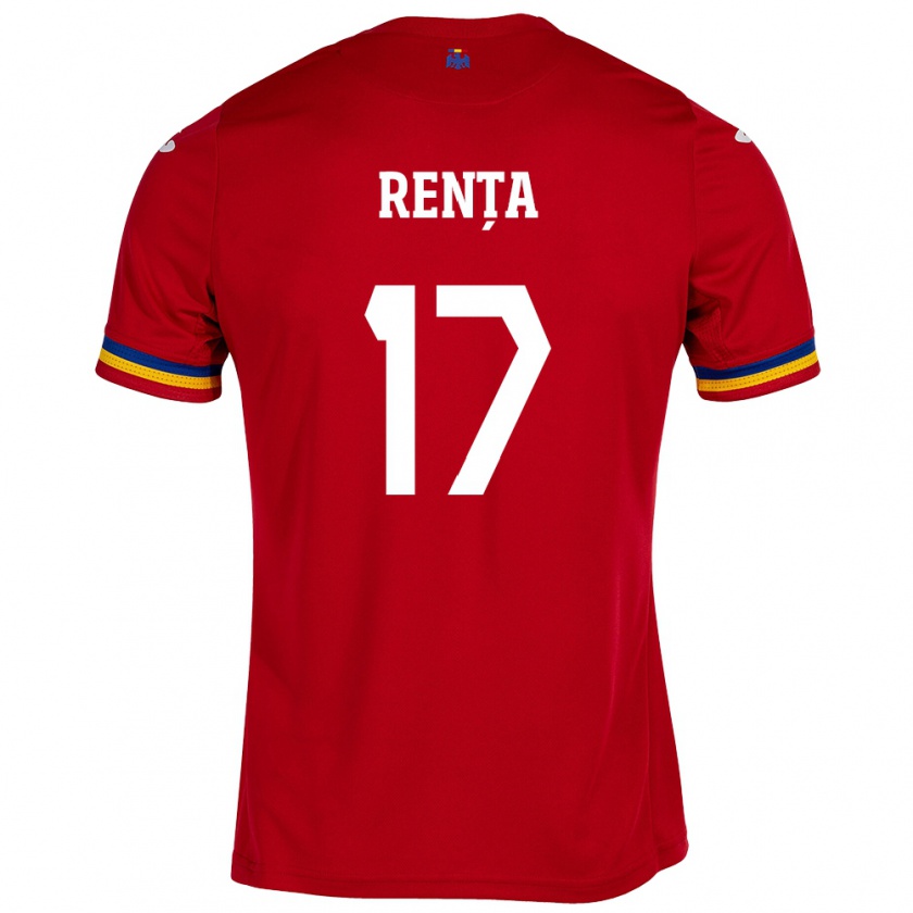 Kandiny Gyermek Románia Denis Rența #17 Piros Idegenbeli Jersey 24-26 Mez Póló Ing