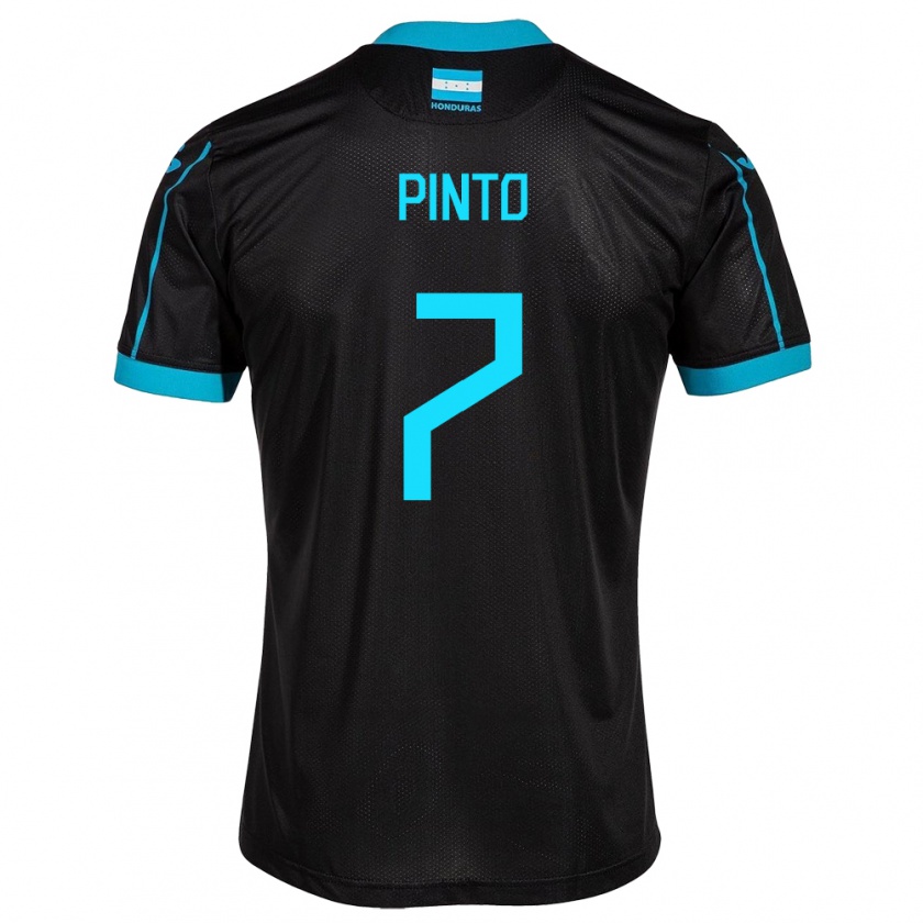 Kandiny Gyermek Honduras José Pinto #7 Fekete Idegenbeli Jersey 24-26 Mez Póló Ing