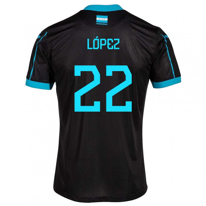 Kandiny Gyermek Honduras Luis López #22 Fekete Idegenbeli Jersey 24-26 Mez Póló Ing