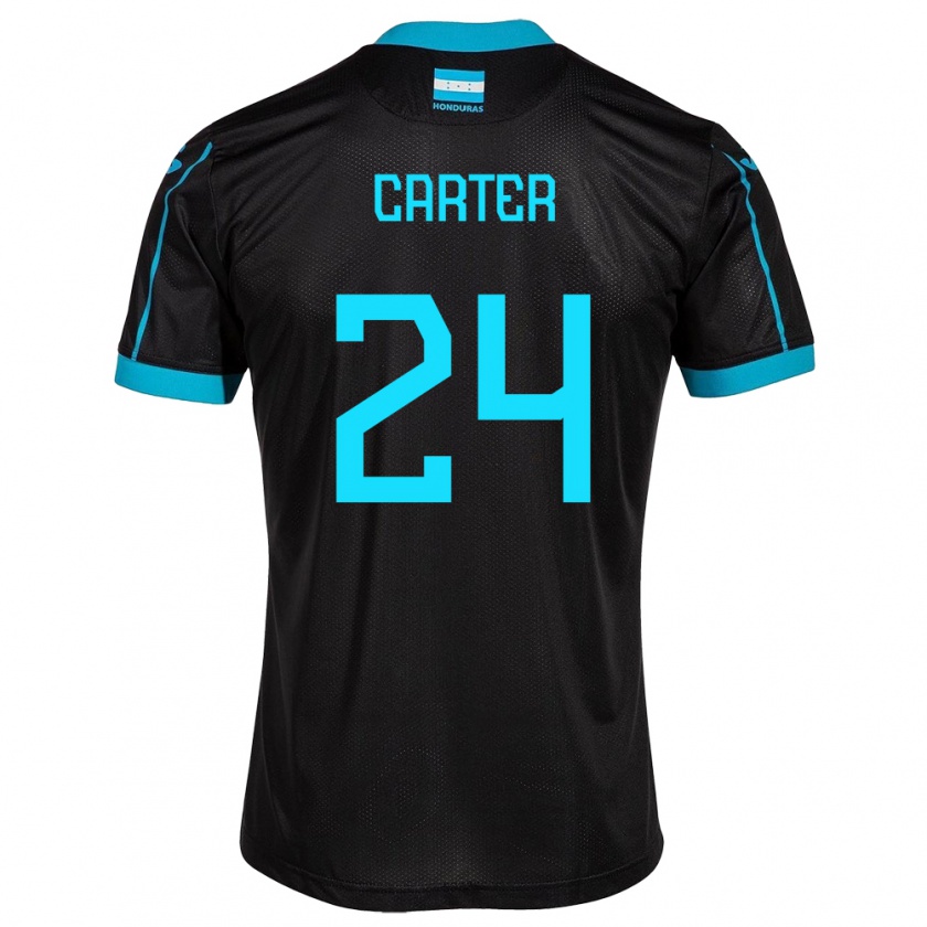 Kandiny Gyermek Honduras Daniel Carter #24 Fekete Idegenbeli Jersey 24-26 Mez Póló Ing