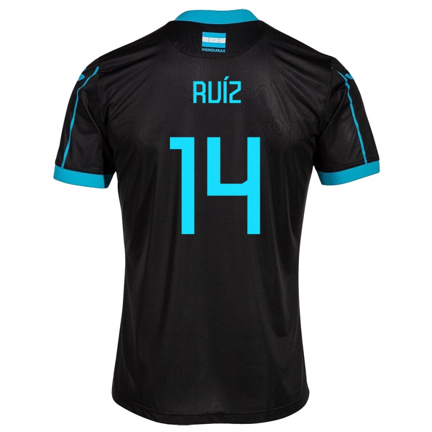 Kandiny Gyermek Honduras David Ruíz #14 Fekete Idegenbeli Jersey 24-26 Mez Póló Ing