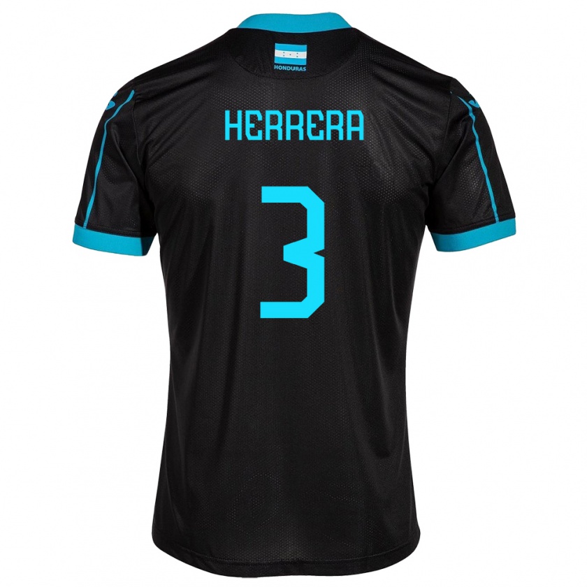 Kandiny Gyermek Honduras David Herrera #3 Fekete Idegenbeli Jersey 24-26 Mez Póló Ing