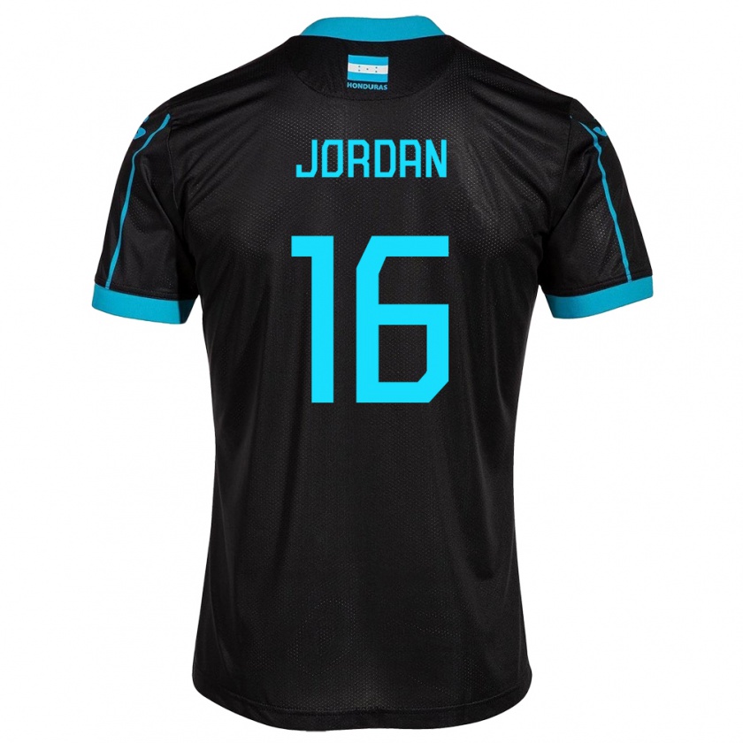 Kandiny Gyermek Honduras Jordan García #16 Fekete Idegenbeli Jersey 24-26 Mez Póló Ing