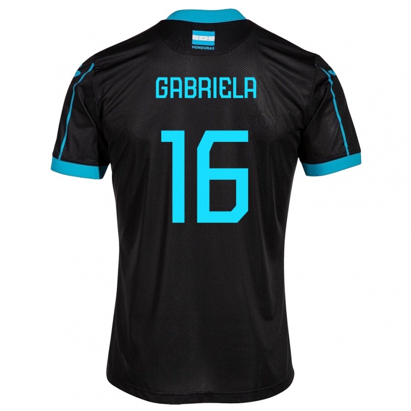 Kandiny Gyermek Honduras Gabriela García #16 Fekete Idegenbeli Jersey 24-26 Mez Póló Ing