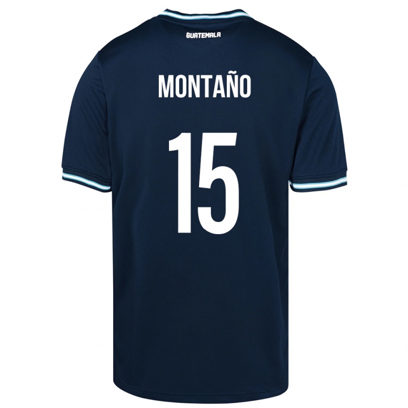 Kandiny Gyermek Guatemala Figo Montaño #15 Kék Idegenbeli Jersey 24-26 Mez Póló Ing