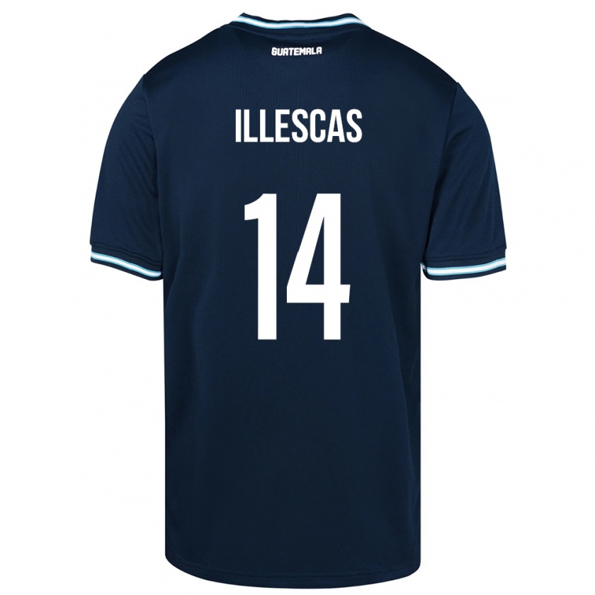 Kandiny Gyermek Guatemala Kevin Illescas #14 Kék Idegenbeli Jersey 24-26 Mez Póló Ing