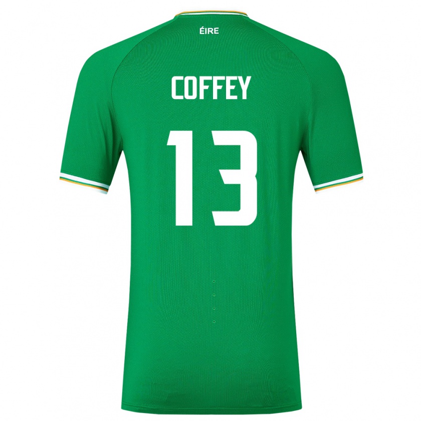 Kandiny Férfi Ír-Sziget Fiachra Coffey #13 Zöld Hazai Jersey 24-26 Mez Póló Ing