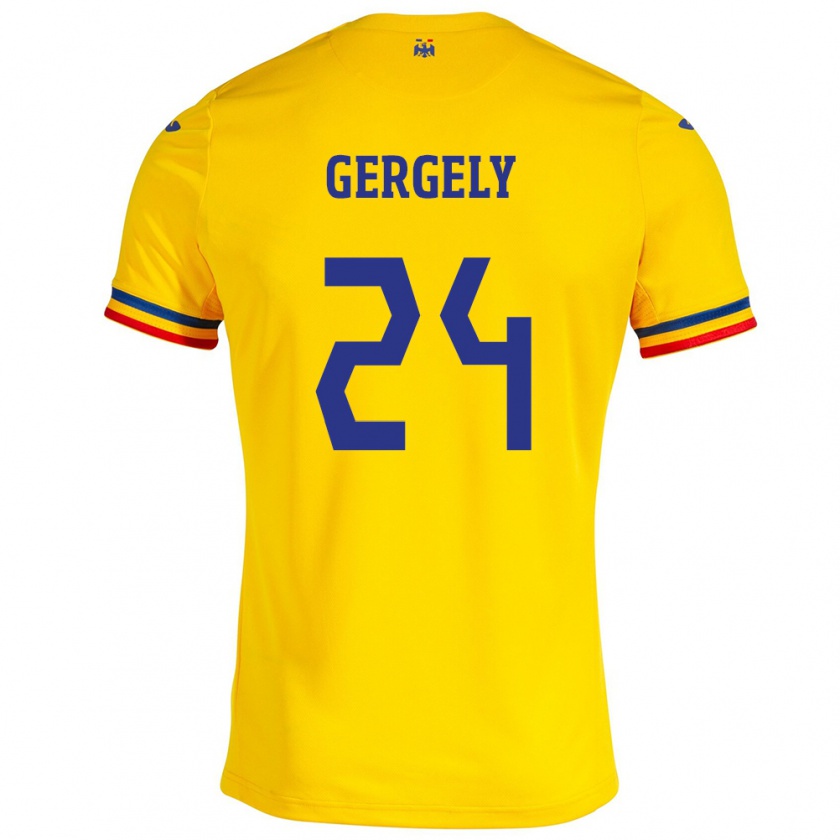 Kandiny Férfi Románia Botond Gergely #24 Sárga Hazai Jersey 24-26 Mez Póló Ing