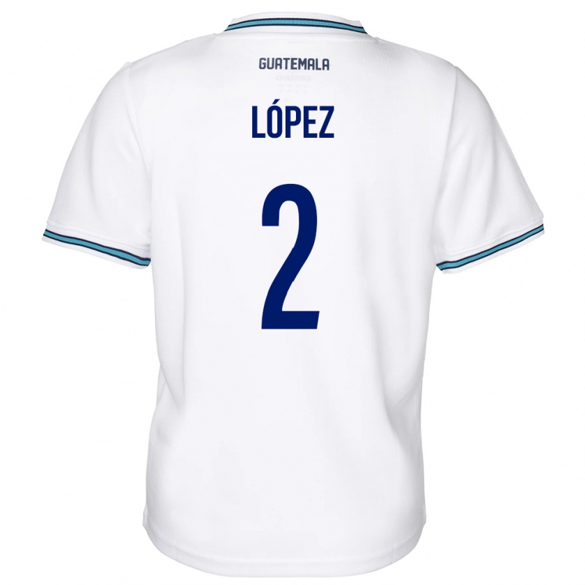 Kandiny Férfi Guatemala Francisco López #2 Fehér Hazai Jersey 24-26 Mez Póló Ing