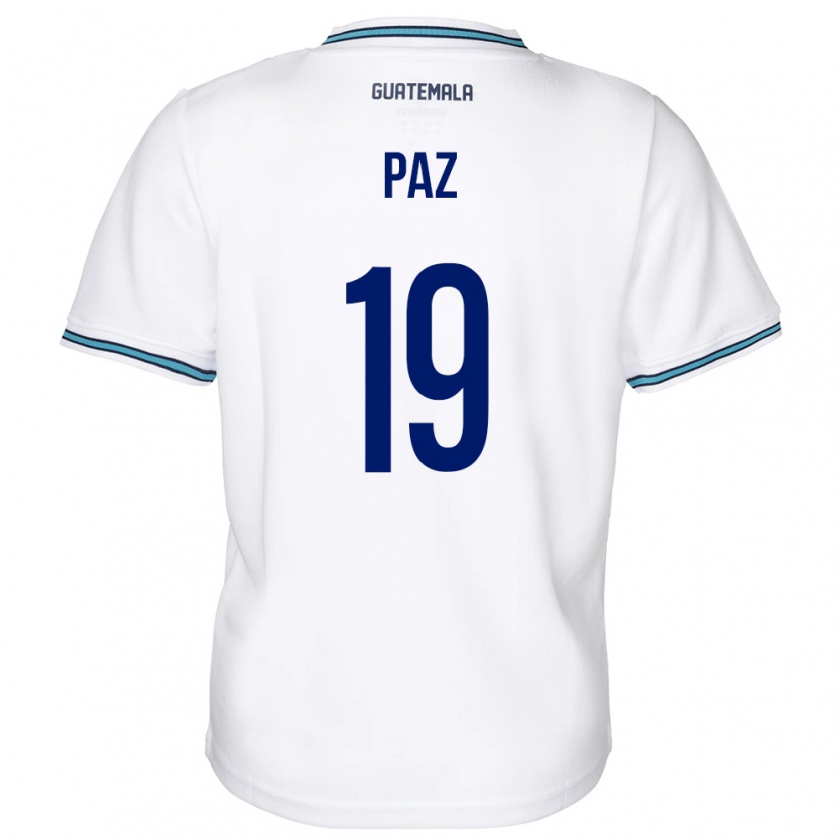 Kandiny Férfi Guatemala Vidal Paz #19 Fehér Hazai Jersey 24-26 Mez Póló Ing