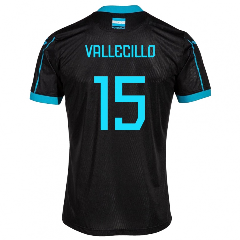 Kandiny Férfi Honduras Eric Vallecillo #15 Fekete Idegenbeli Jersey 24-26 Mez Póló Ing