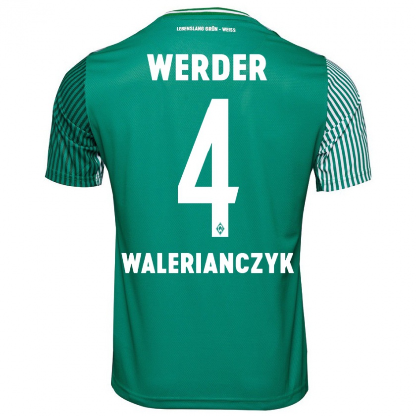 Kandiny Gyermek Dennis Walerianczyk #4 Zöld Hazai Jersey 2023/24 Mez Póló Ing