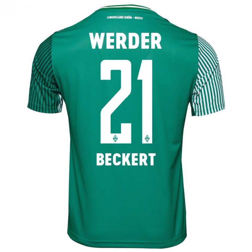 Kandiny Gyermek Jonathan Beckert #21 Zöld Hazai Jersey 2023/24 Mez Póló Ing