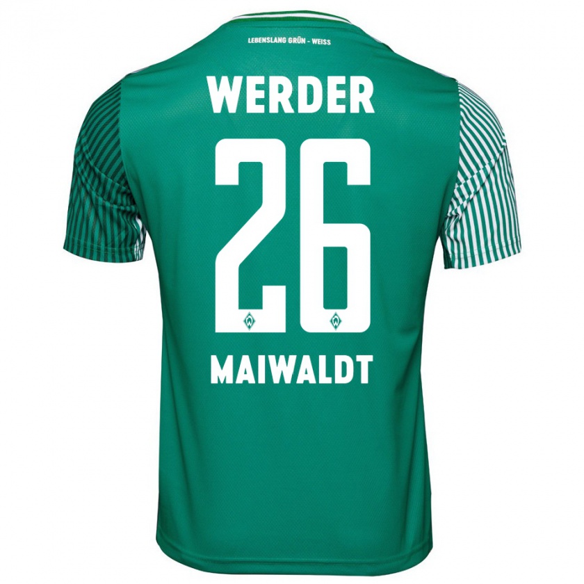 Kandiny Gyermek Julius Maiwaldt #26 Zöld Hazai Jersey 2023/24 Mez Póló Ing