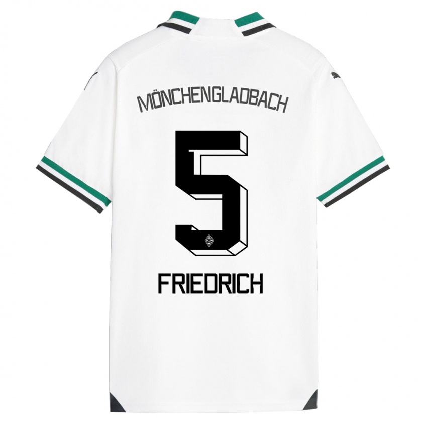 Kandiny Gyermek Marvin Friedrich #5 Fehér Zöld Hazai Jersey 2023/24 Mez Póló Ing