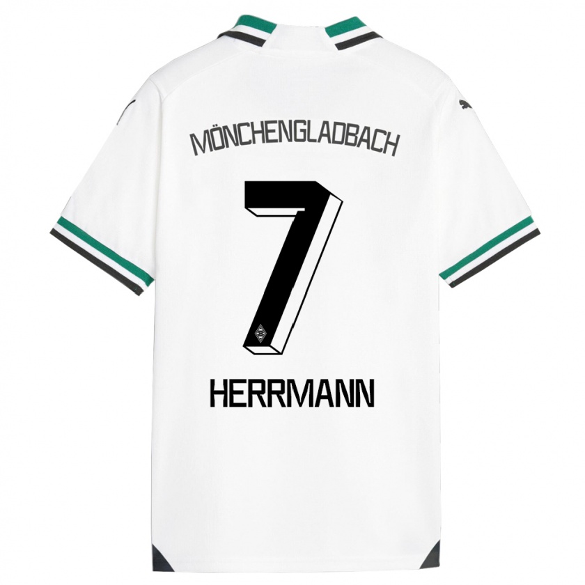 Kandiny Gyermek Patrick Herrmann #7 Fehér Zöld Hazai Jersey 2023/24 Mez Póló Ing