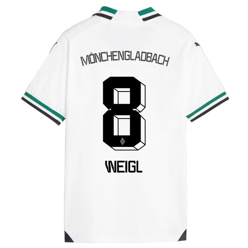 Kandiny Gyermek Julian Weigl #8 Fehér Zöld Hazai Jersey 2023/24 Mez Póló Ing