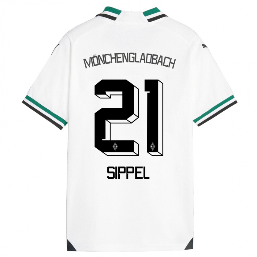 Kandiny Gyermek Tobias Sippel #21 Fehér Zöld Hazai Jersey 2023/24 Mez Póló Ing