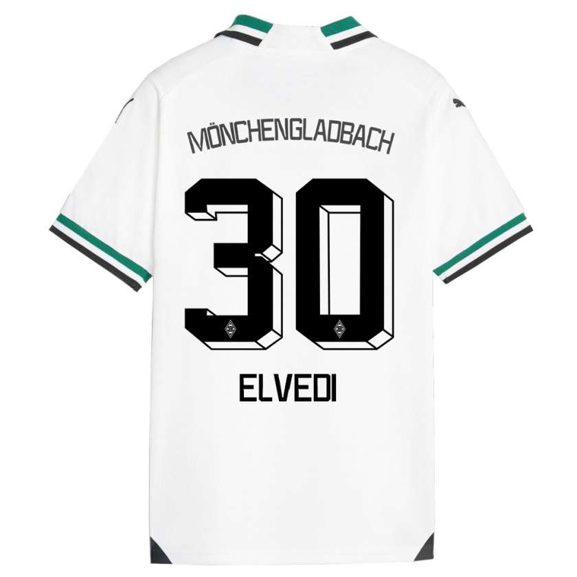 Kandiny Gyermek Nico Elvedi #30 Fehér Zöld Hazai Jersey 2023/24 Mez Póló Ing