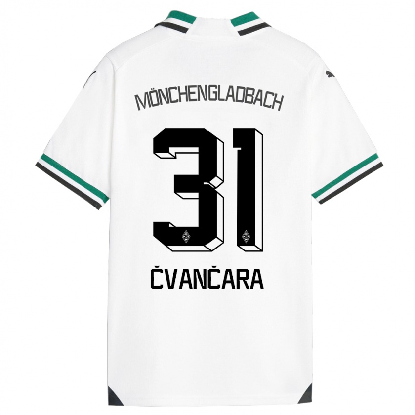 Kandiny Gyermek Tomas Cvancara #31 Fehér Zöld Hazai Jersey 2023/24 Mez Póló Ing