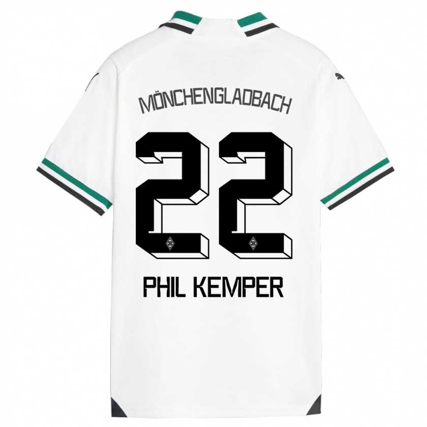 Kandiny Gyermek Phil Kemper #22 Fehér Zöld Hazai Jersey 2023/24 Mez Póló Ing