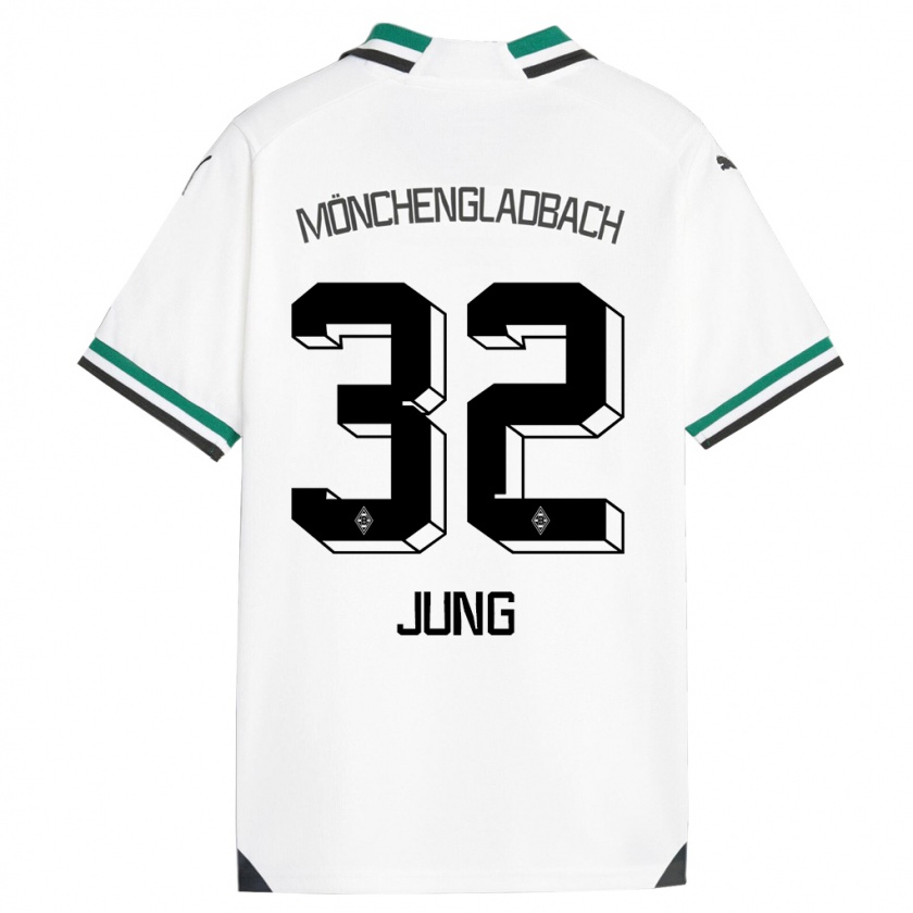 Kandiny Gyermek In-Gyom Jung #32 Fehér Zöld Hazai Jersey 2023/24 Mez Póló Ing