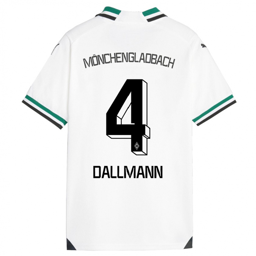 Kandiny Gyermek Jule Dallmann #4 Fehér Zöld Hazai Jersey 2023/24 Mez Póló Ing