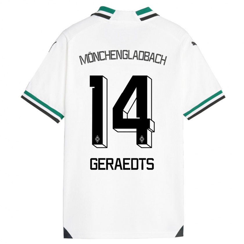 Kandiny Gyermek Kelsey Geraedts #14 Fehér Zöld Hazai Jersey 2023/24 Mez Póló Ing