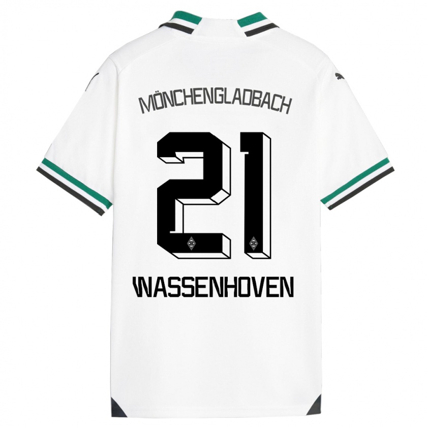 Kandiny Gyermek Michelle Wassenhoven #21 Fehér Zöld Hazai Jersey 2023/24 Mez Póló Ing